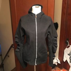 CYBERDOG BLACK SCALED SLEEVE LOGO HOODIE